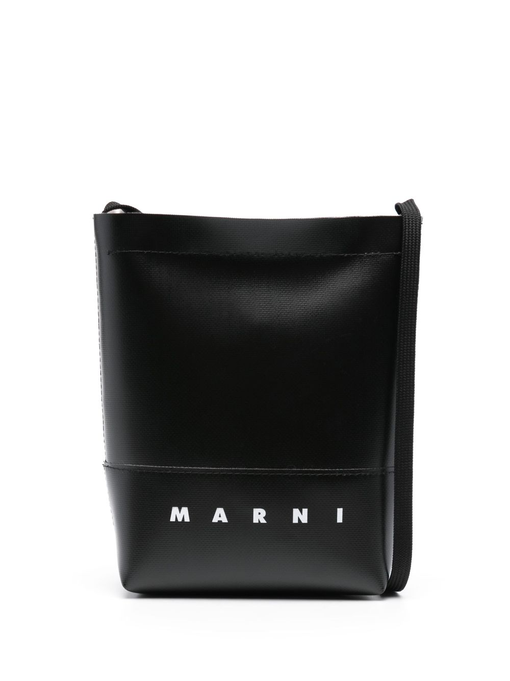 Marni logo印花斜挎包 - 黑色