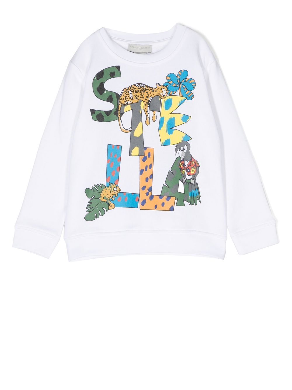 Stella McCartney Kids 动物logo印花棉卫衣 - 白色