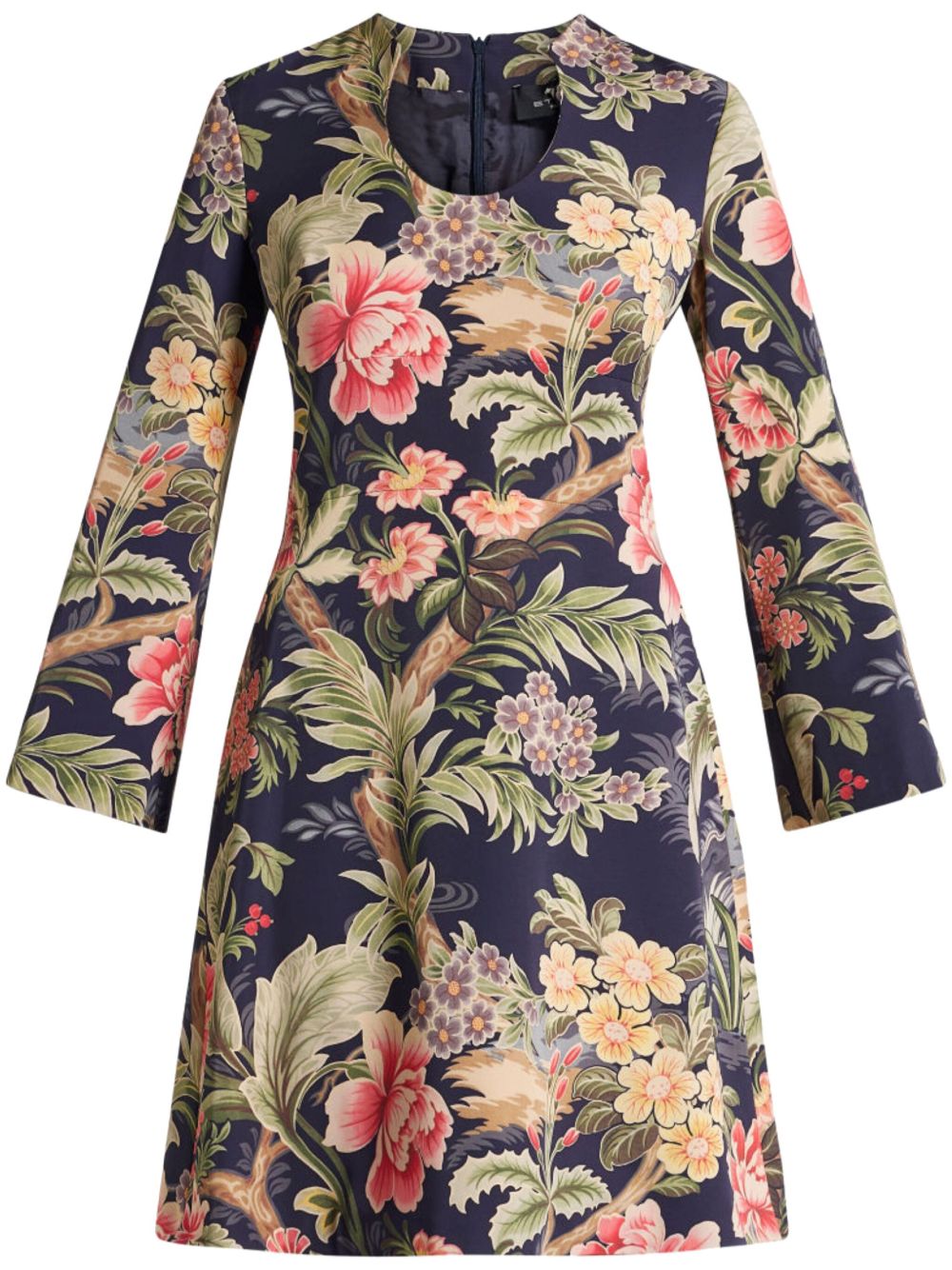 ETRO 花卉印花迷你连衣裙 - 蓝色