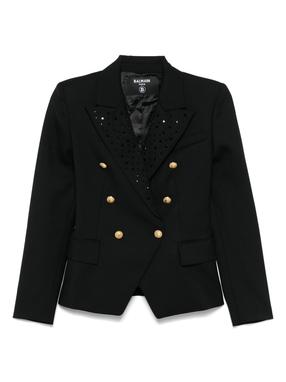 Balmain Kids 玻璃晶饰细节西装夹克 - 黑色