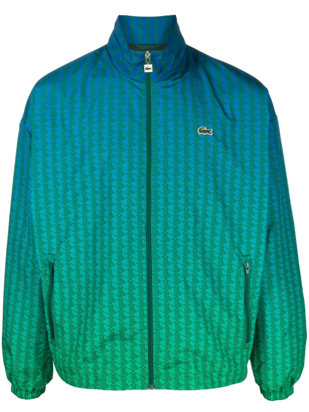 Lacoste 经典logo印花渐色运动夹克 - 蓝色