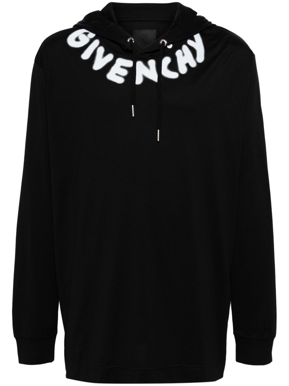 Givenchy logo印花棉连帽衫 - 黑色