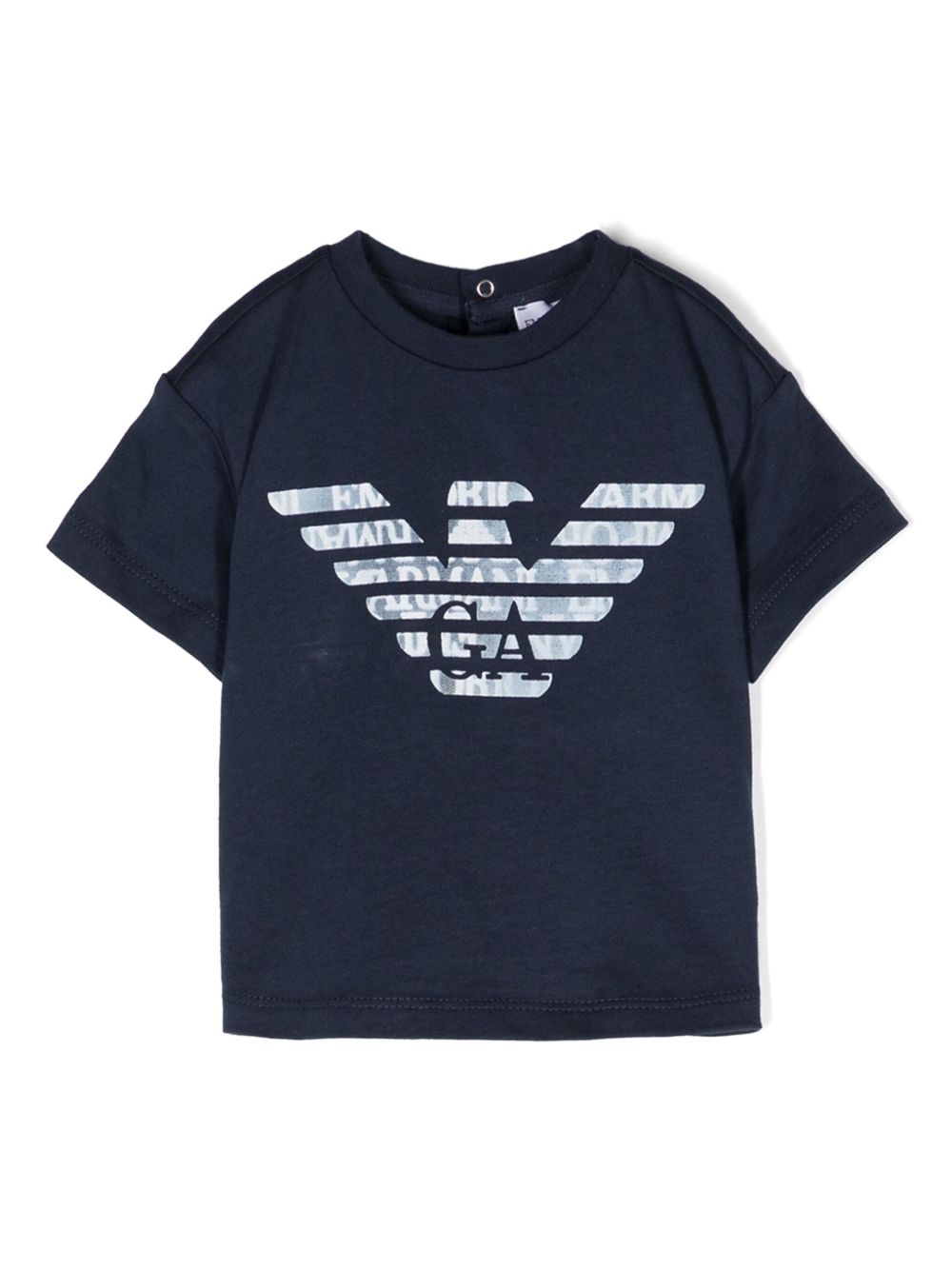 Emporio Armani Kids logo印花棉T恤 - 蓝色