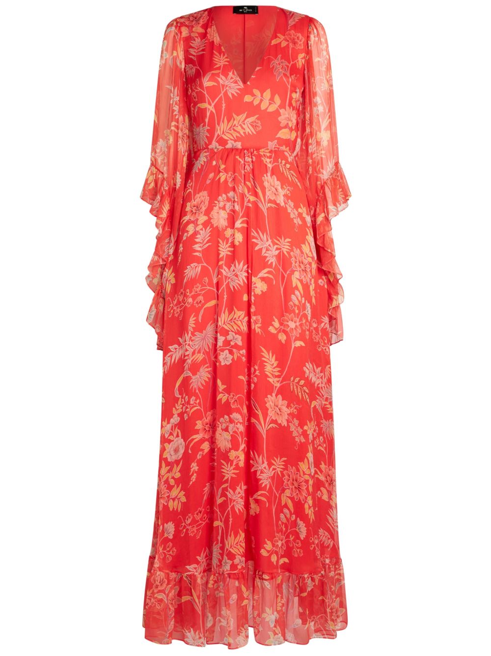 ETRO 花卉印花真丝连衣裙 - 红色