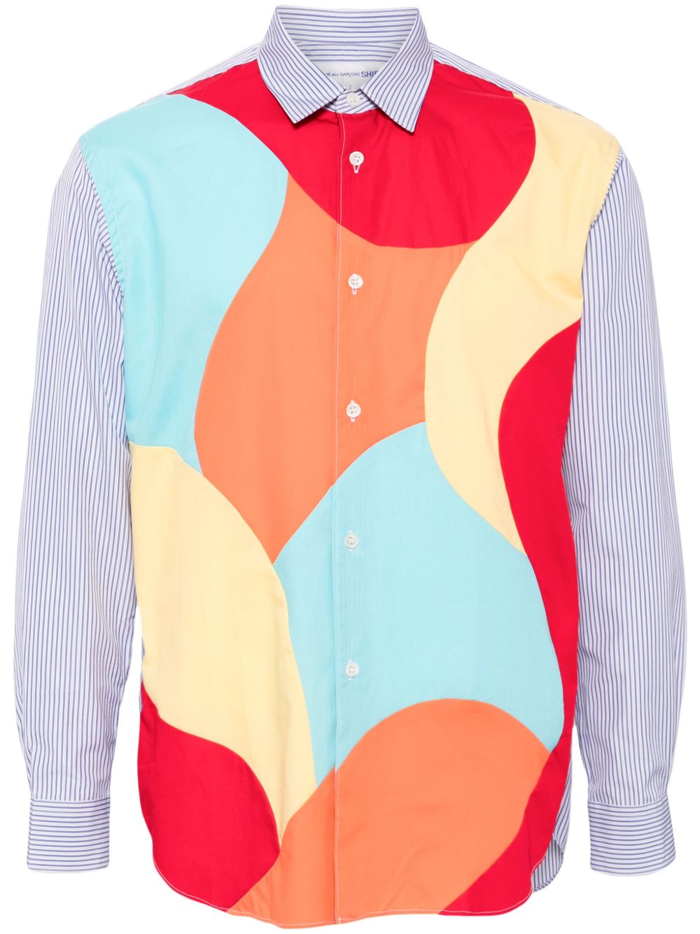 Comme Des Garçons Shirt 曲线形拼贴设计衬衫 - 蓝色