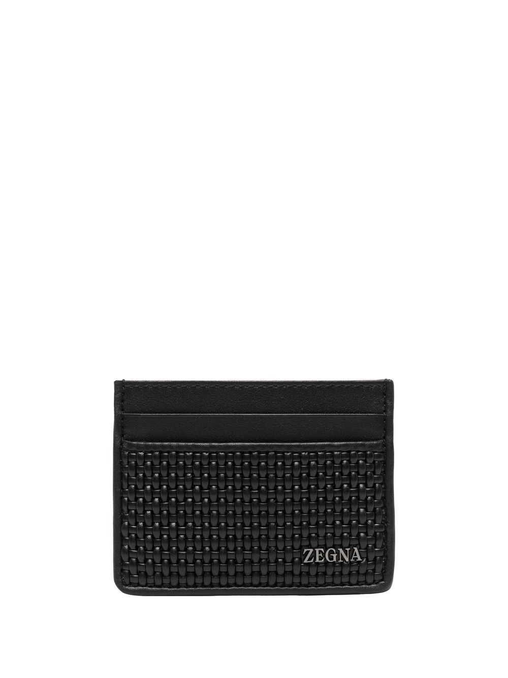 Zegna 纹理logo卡夹 - 黑色