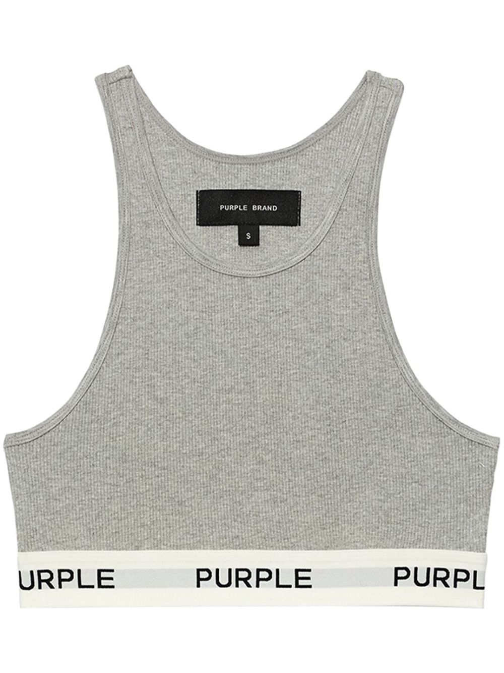 Purple Brand logo饰带棉运动文胸 - 灰色