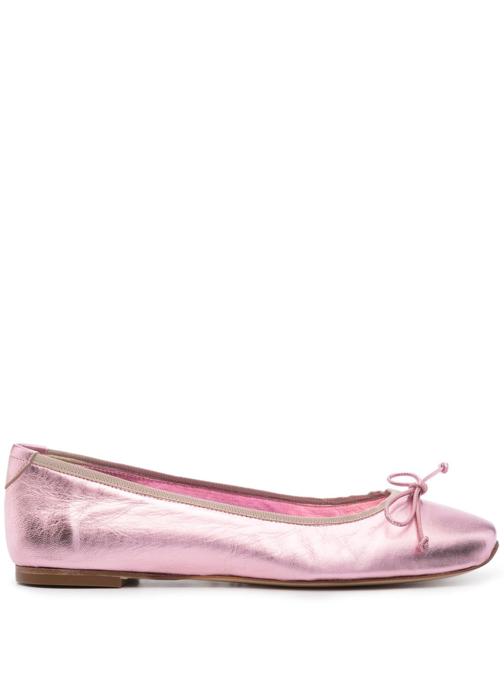 Casadei 金属感皮质芭蕾平底鞋 - 粉色