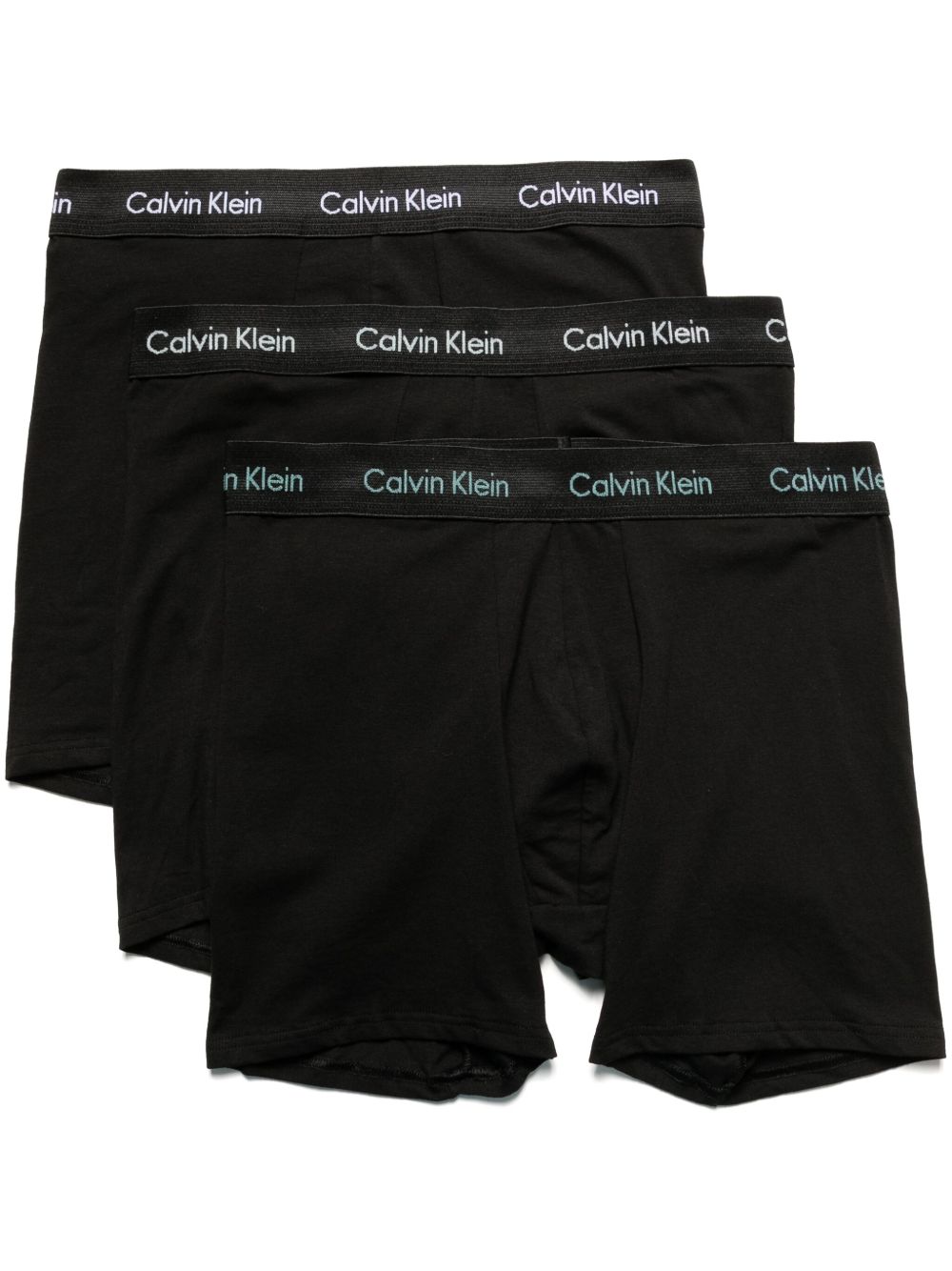 Calvin Klein logo四角内裤（三件装） - 黑色