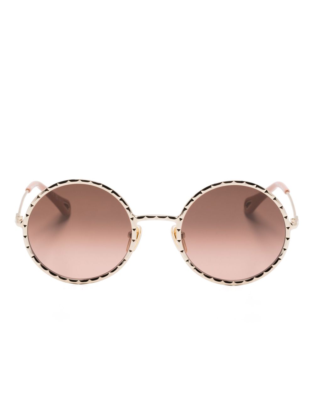 Chloé Eyewear 圆框太阳眼镜 - 金色