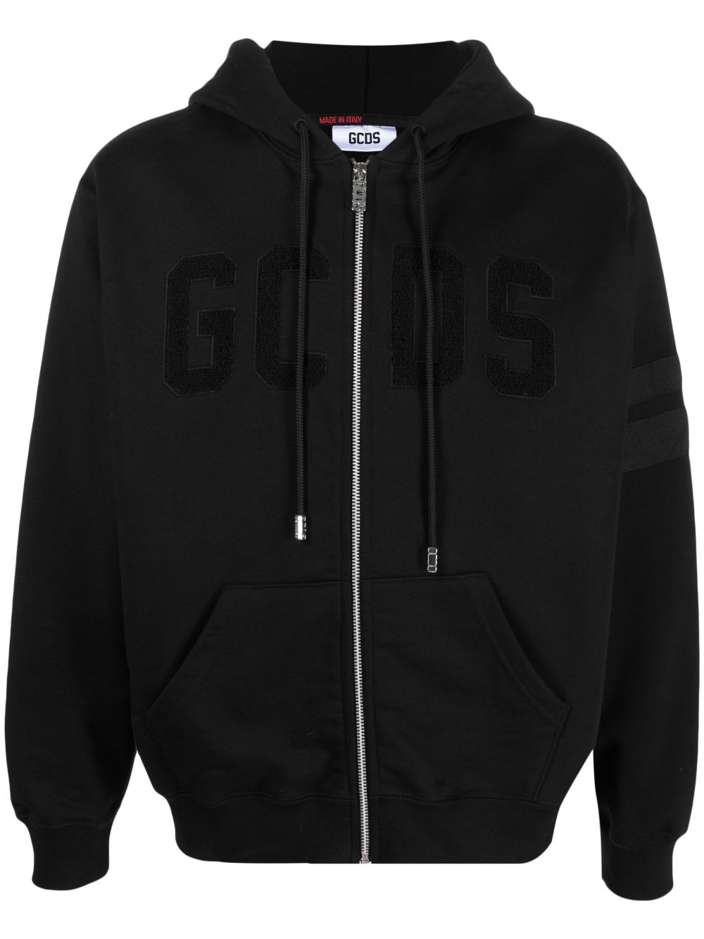 GCDS logo刺绣棉连帽衫 - 黑色
