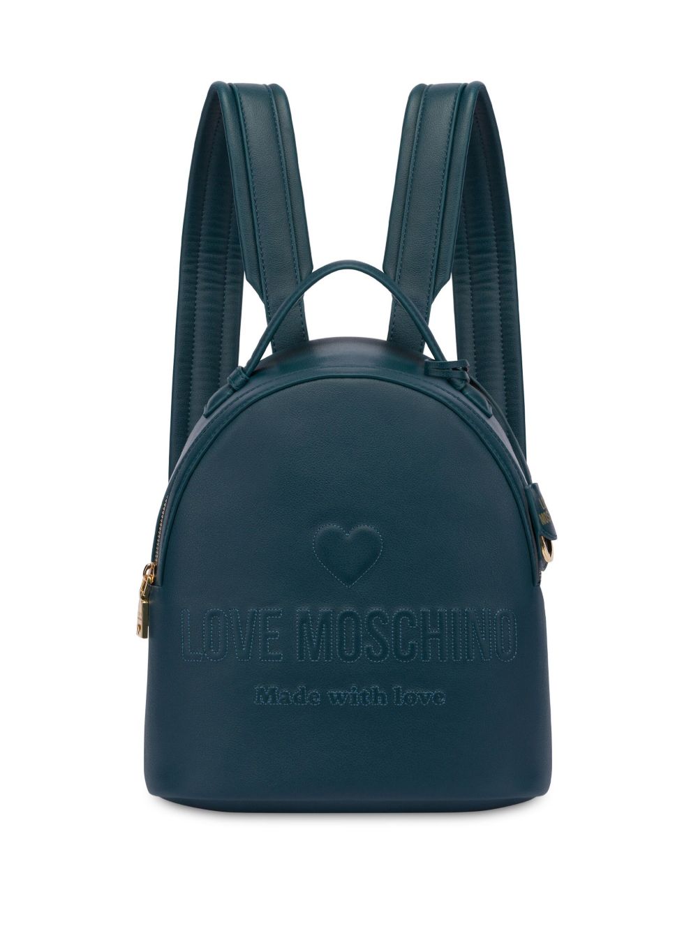 Love Moschino logo压纹皮质双肩包 - 绿色