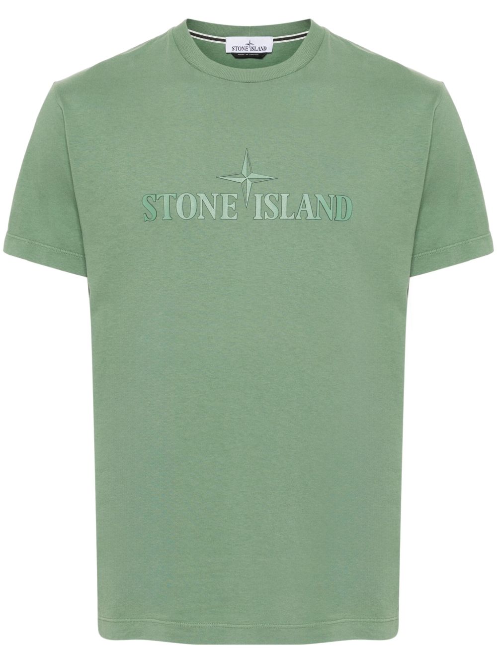 Stone Island logo压纹棉T恤 - 绿色