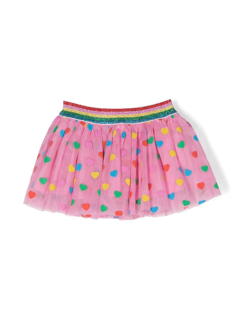 Stella McCartney Kids 心形贴花彩虹腰边芭蕾舞短裙 - 粉色