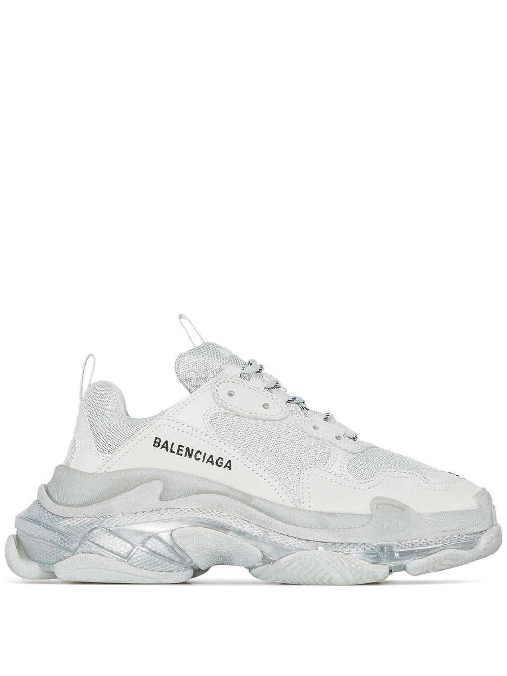 Balenciaga Triple S真皮运动鞋 - 灰色