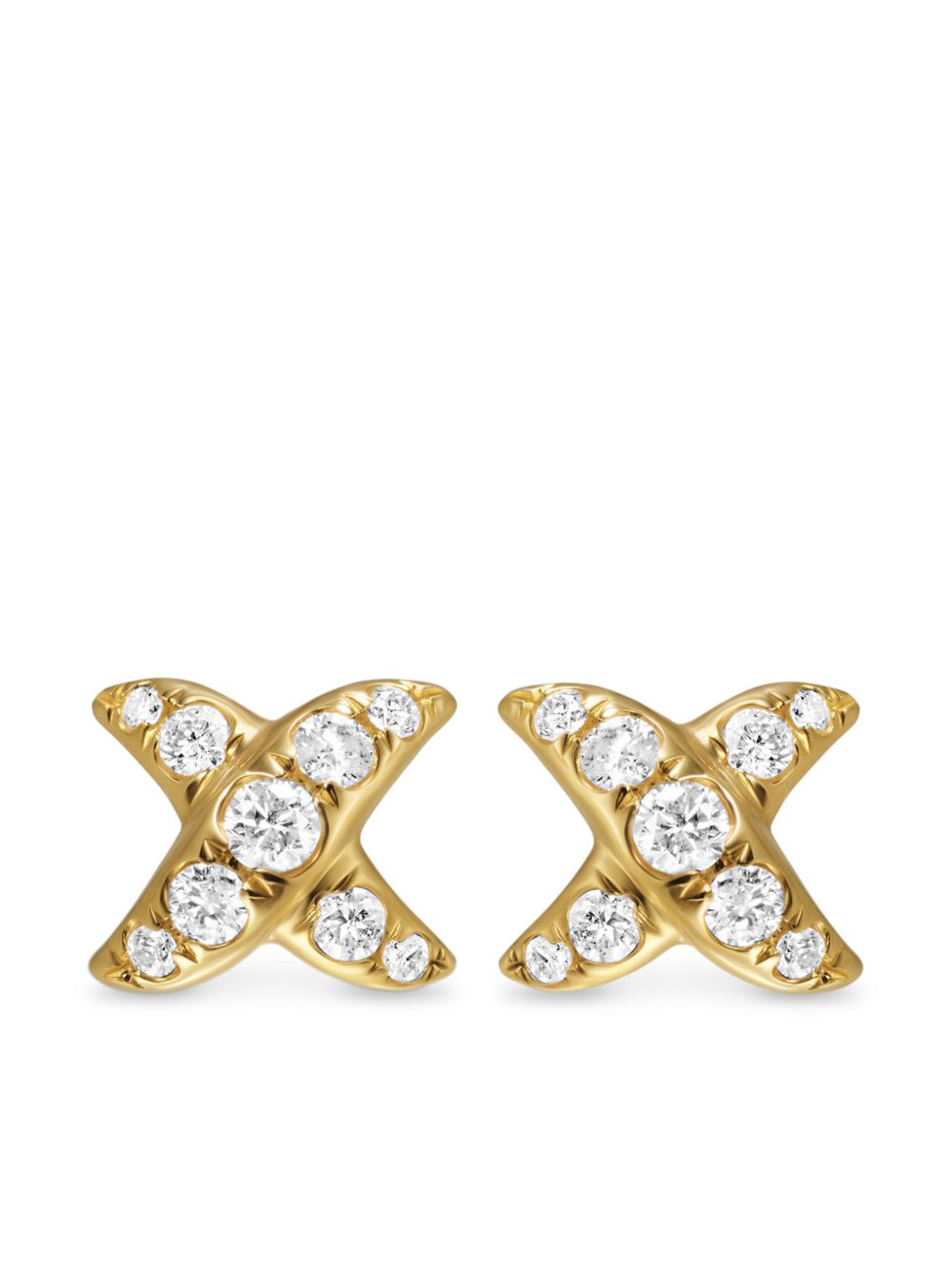 David Yurman 18K黄金 Crossover X 钻石耳钉 - 银色