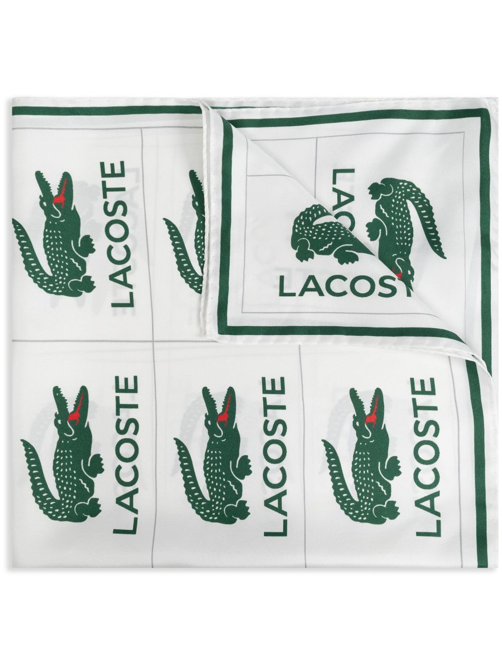 Lacoste 刺绣真丝围巾 - 白色