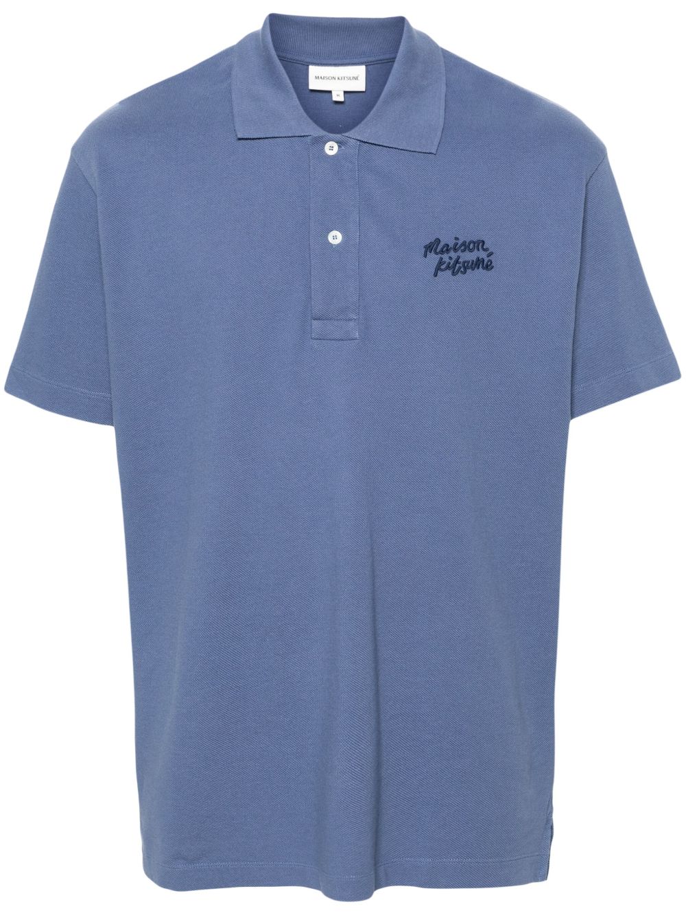 Maison Kitsuné logo刺绣棉polo衫 - 蓝色