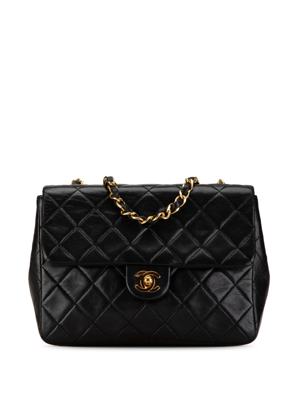 CHANEL Pre-Owned Square Classic Single Flap 迷你小羊皮斜挎包（1989-1991年典藏款） - 黑色