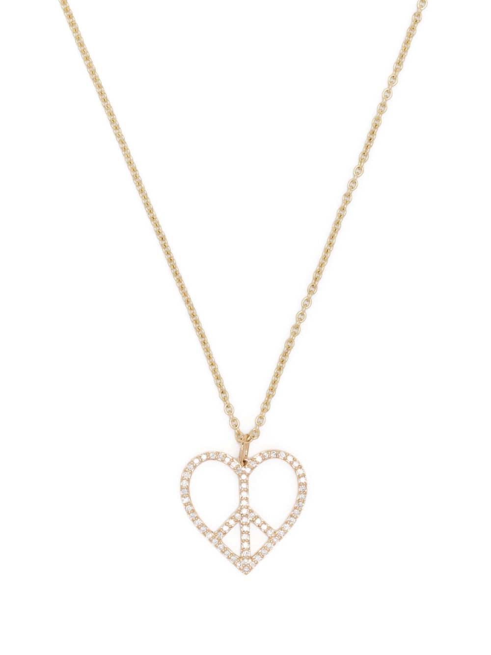 Sydney Evan Peace Heart 14K黄金钻石项链 - 金色