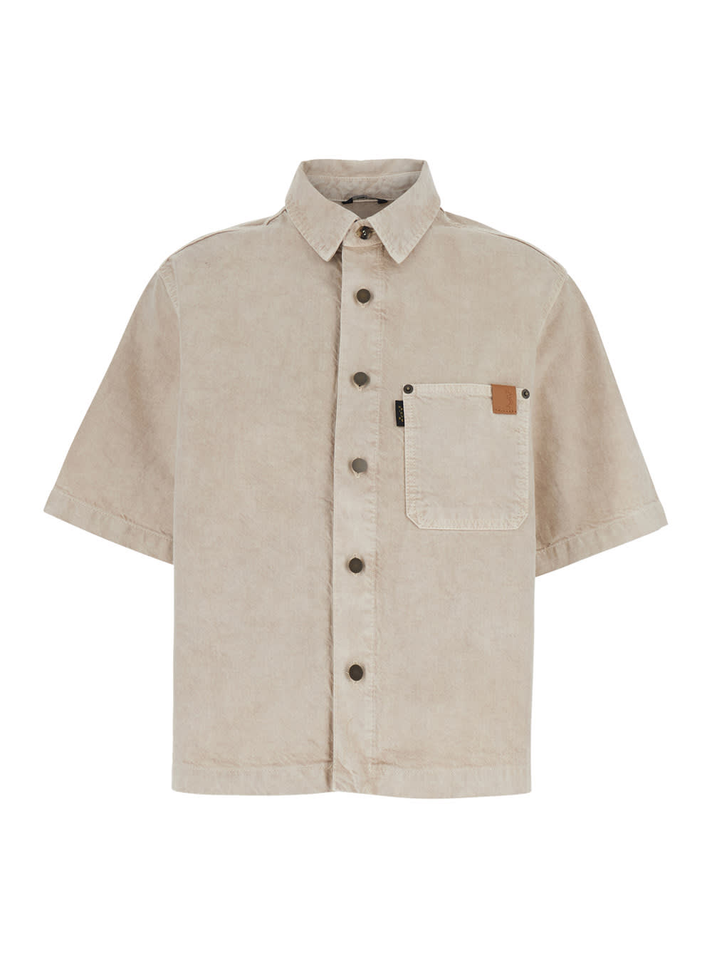Haikure olive Beige Shirt With Classic Collar In Cotton And Linen Blend Woman