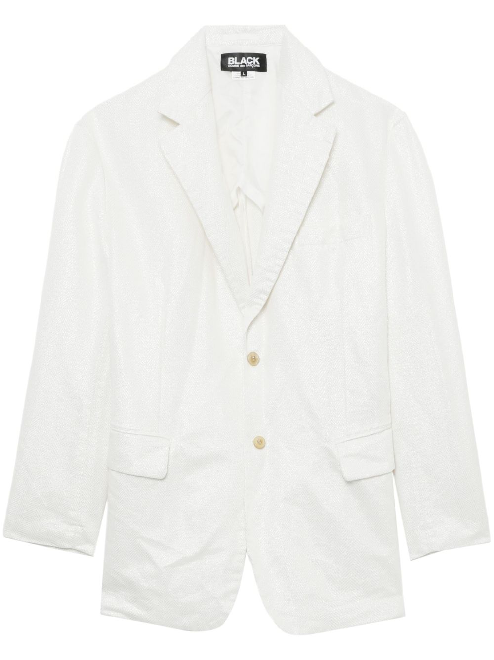 Black Comme Des Garçons 不对称单排扣西装夹克 - 白色