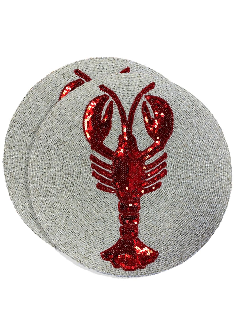 Les-Ottomans Lobster 串珠餐垫（两件装） - 灰色