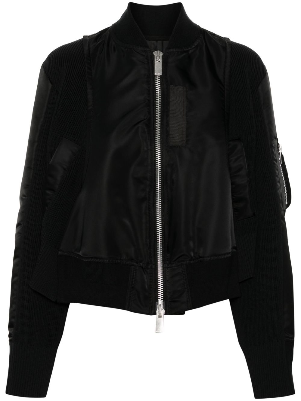 sacai Twill x Knit 飞行员夹克 - 黑色