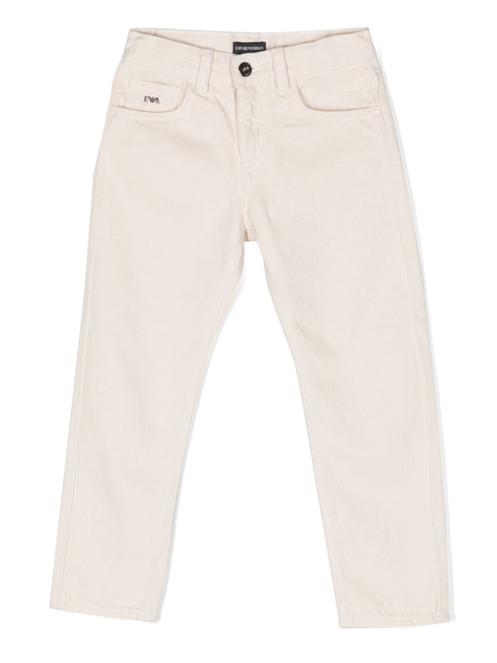 Emporio Armani Kids J75 logo缀饰牛仔裤 - 褐色