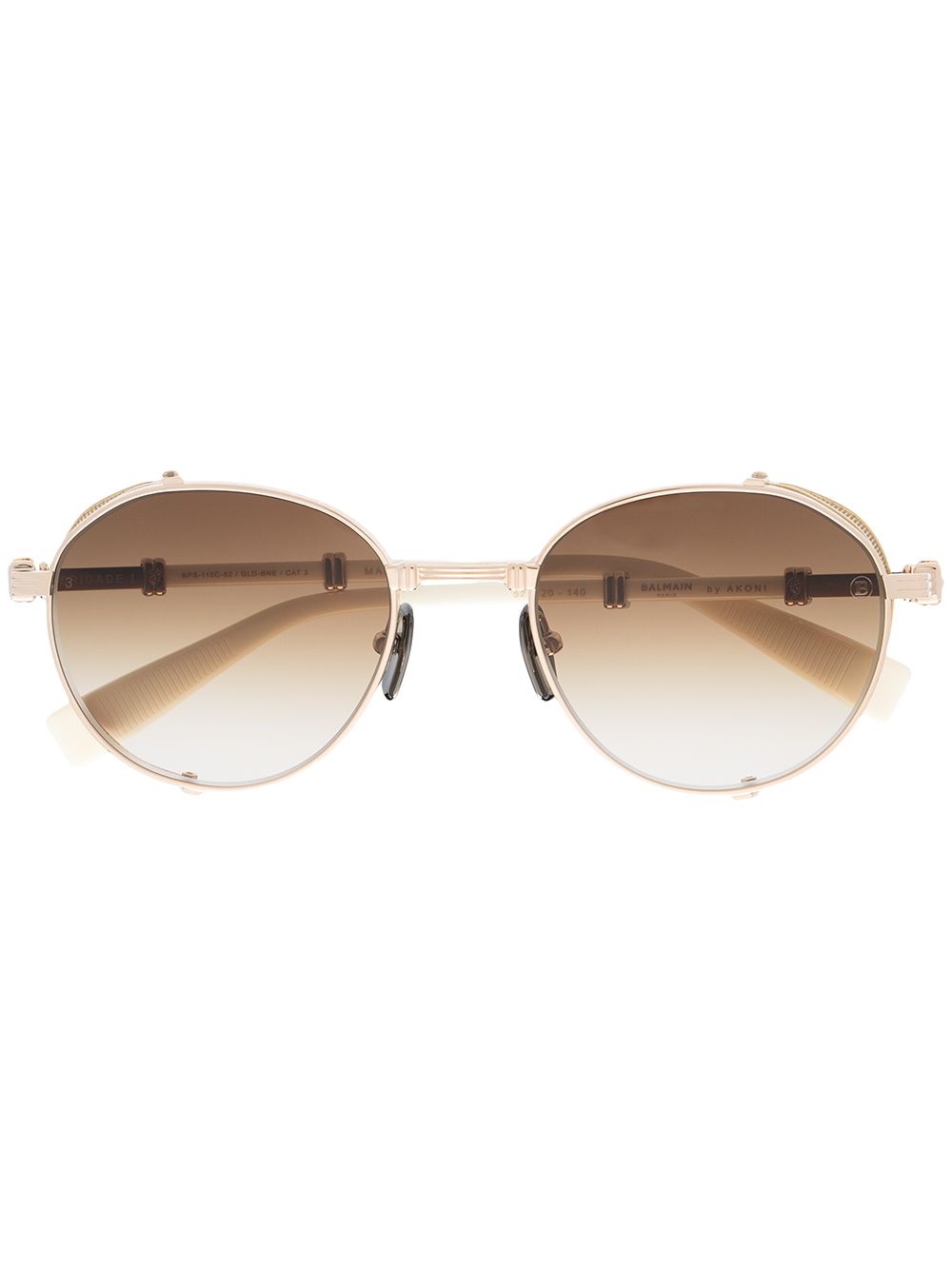 Balmain Eyewear 巴尔曼 有色镜片圆框太阳眼镜 - 金色