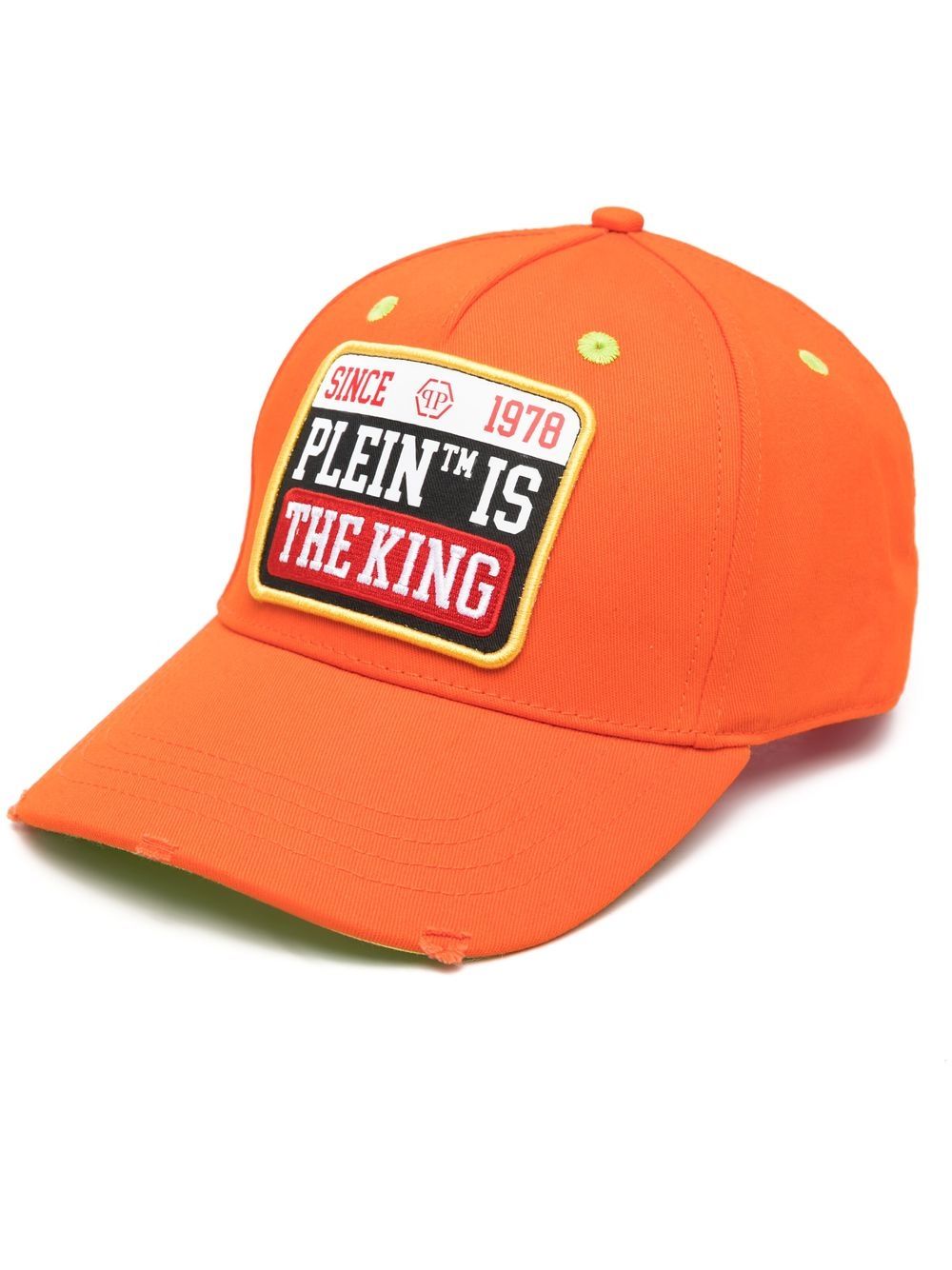 Philipp Plein 标贴仿旧棒球帽 - 橘色