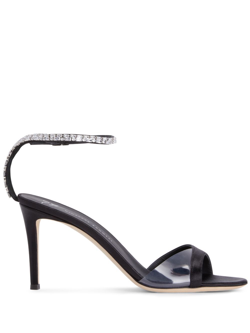 Giuseppe Zanotti Leeah Crystal 缎面凉鞋 - 黑色