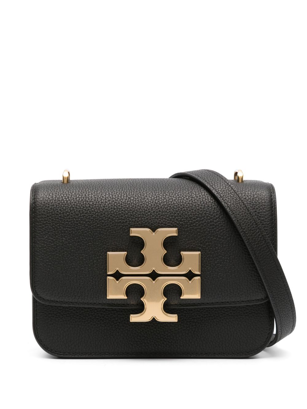 Tory Burch logo标牌皮质斜挎包 - 黑色