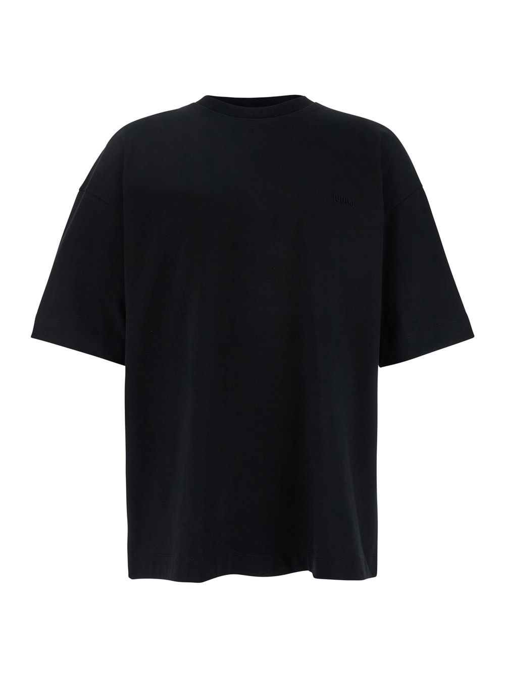 Juun. J Black T-shirt With Tone-on-tone Logo Embroidered On The Front In Cotton Man