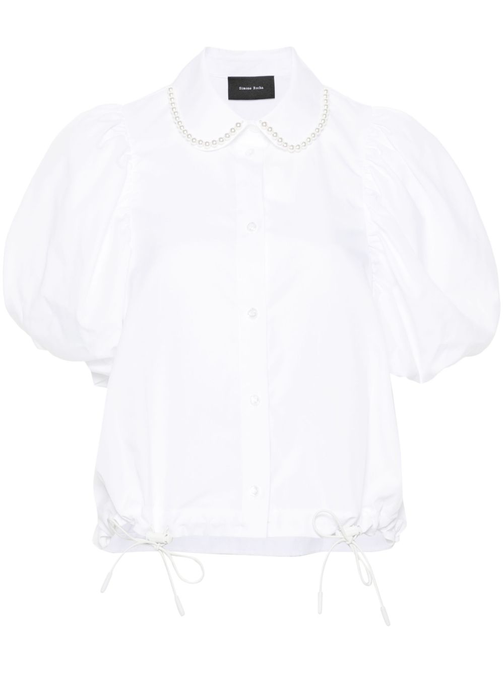 Simone Rocha 珠饰短款衬衫 - 白色