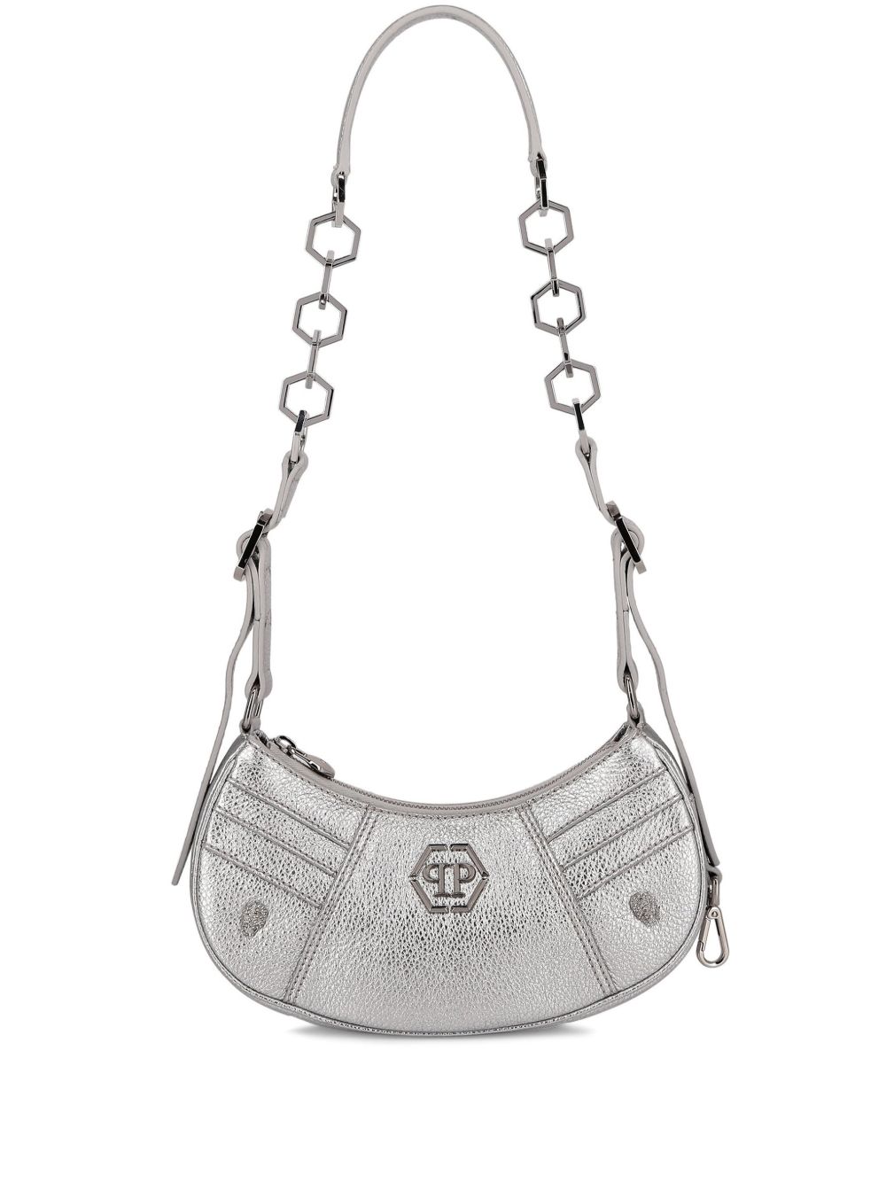 Philipp Plein 皮质迷你单肩包 - 银色