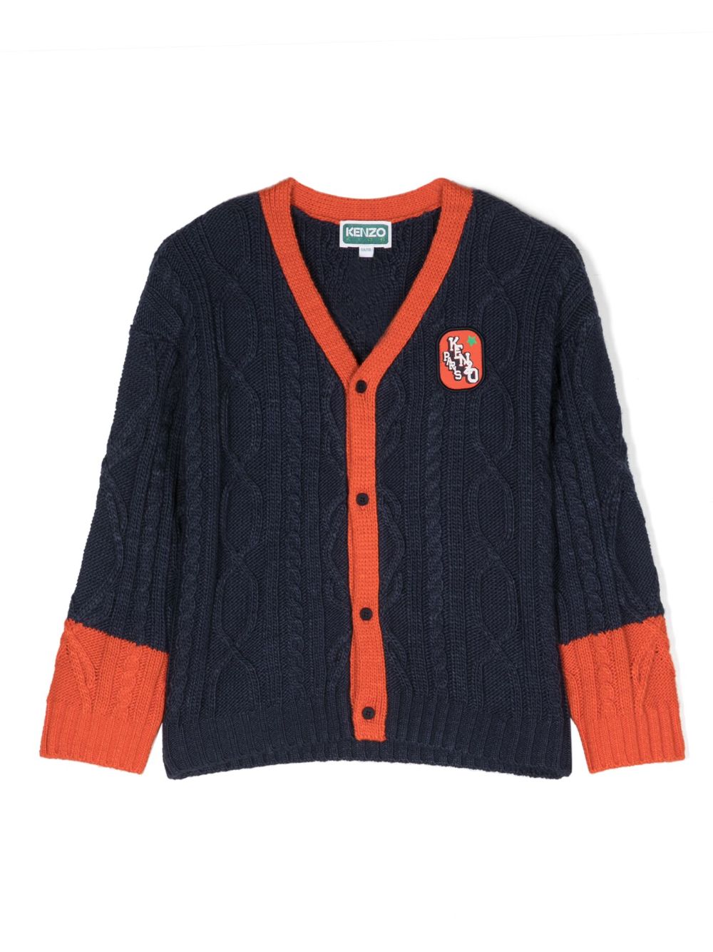 Kenzo Kids 标贴V领开衫 - 蓝色