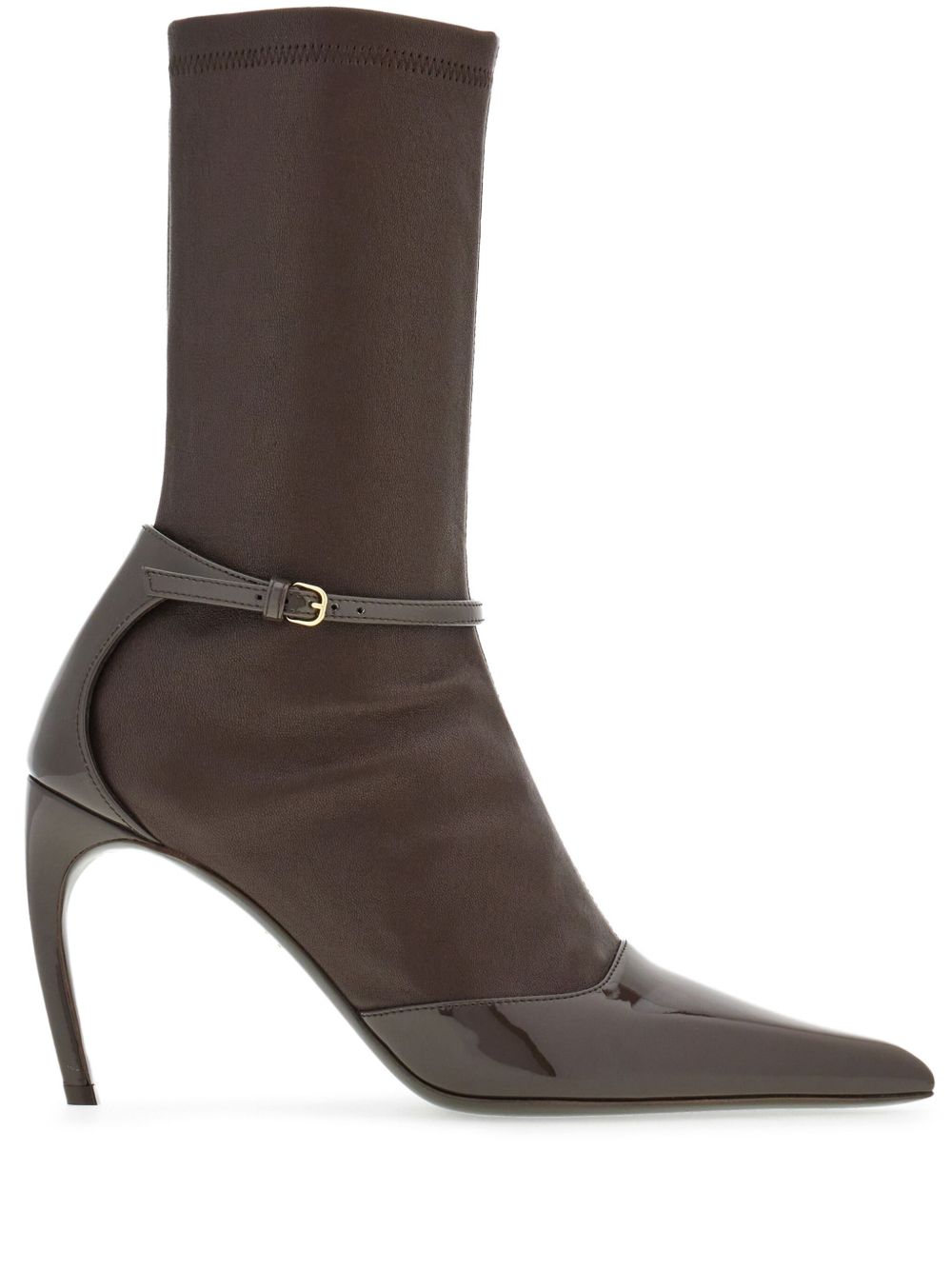Ferragamo 漆皮高跟及膝靴 - 褐色