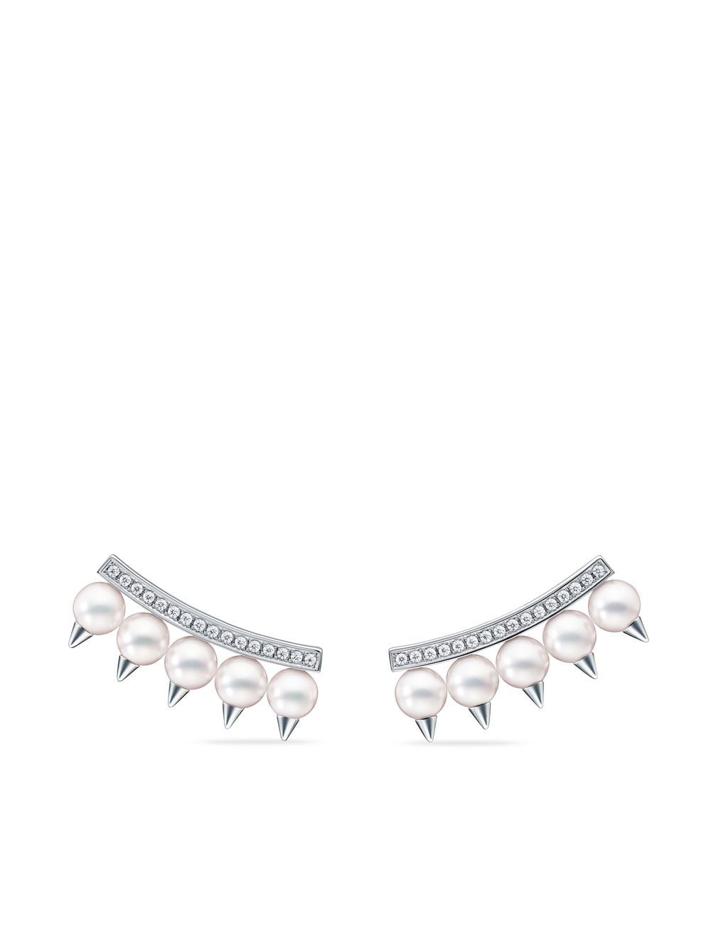 TASAKI 18K白金 Collection Line Danger plus 钻石密镶耳环 - 银色