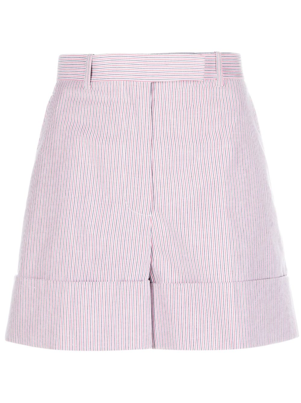 Thom Browne 条纹高腰短裤 - 红色