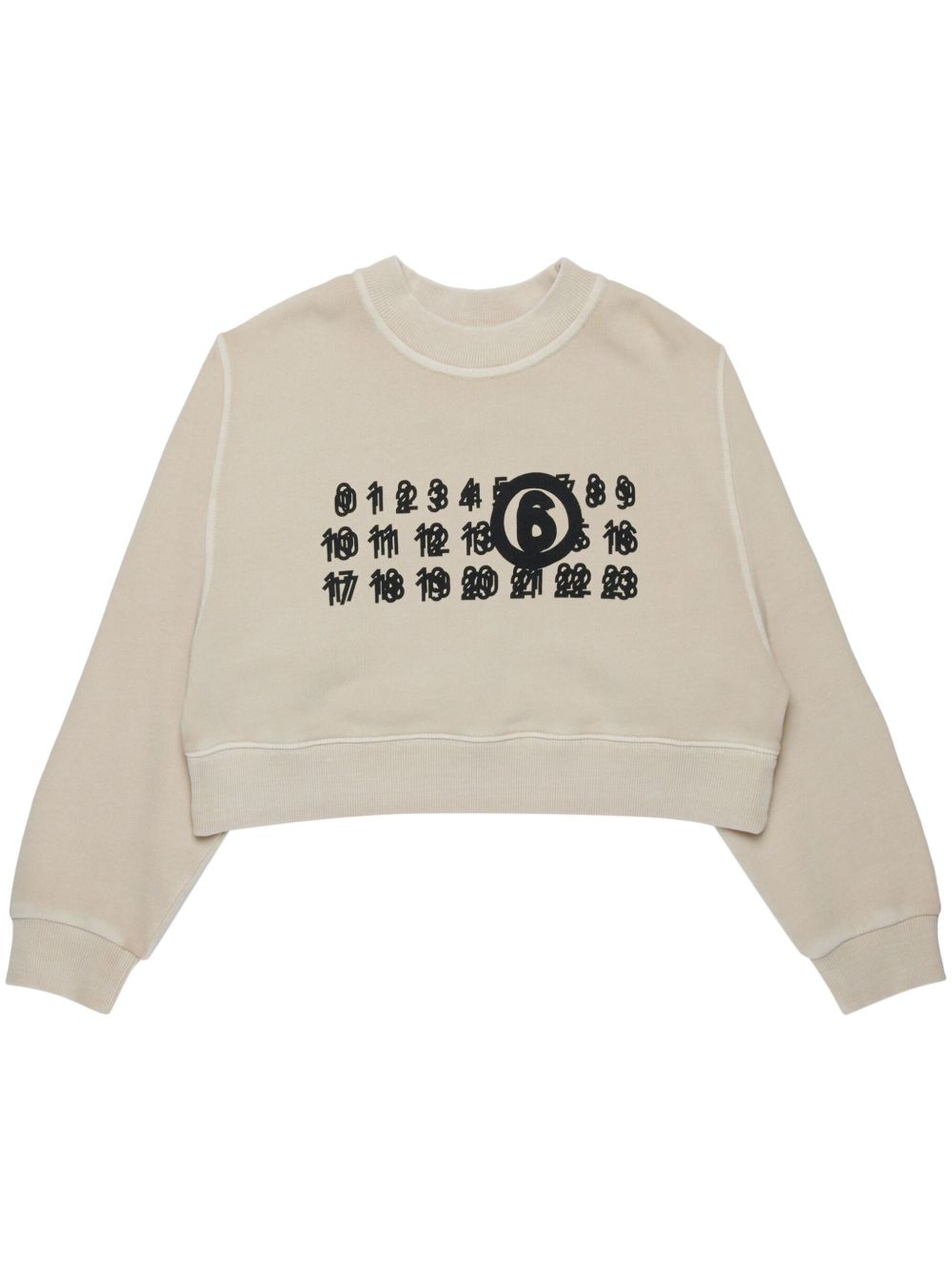 MM6 Maison Margiela Kids 数字图案短款卫衣 - 中性色