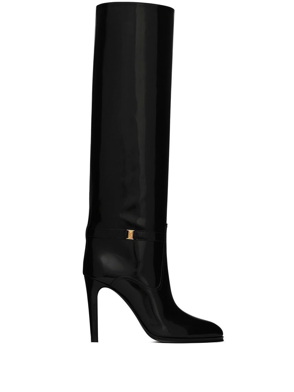 Saint Laurent Linda 皮质及膝靴 - 黑色