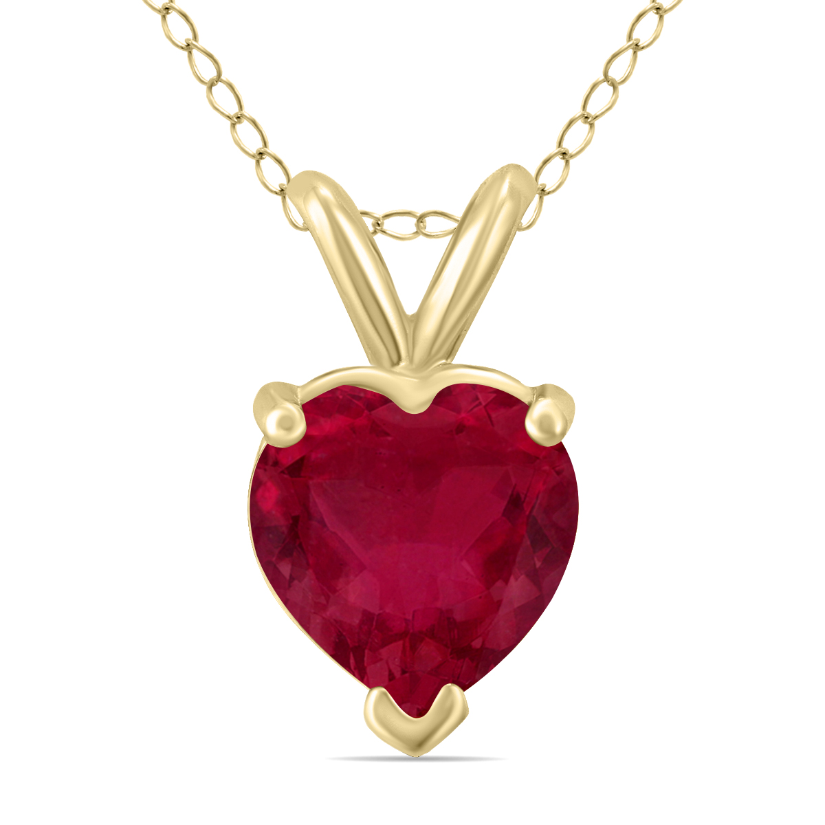 14K Yellow Gold 5MM Heart Ruby Pendant