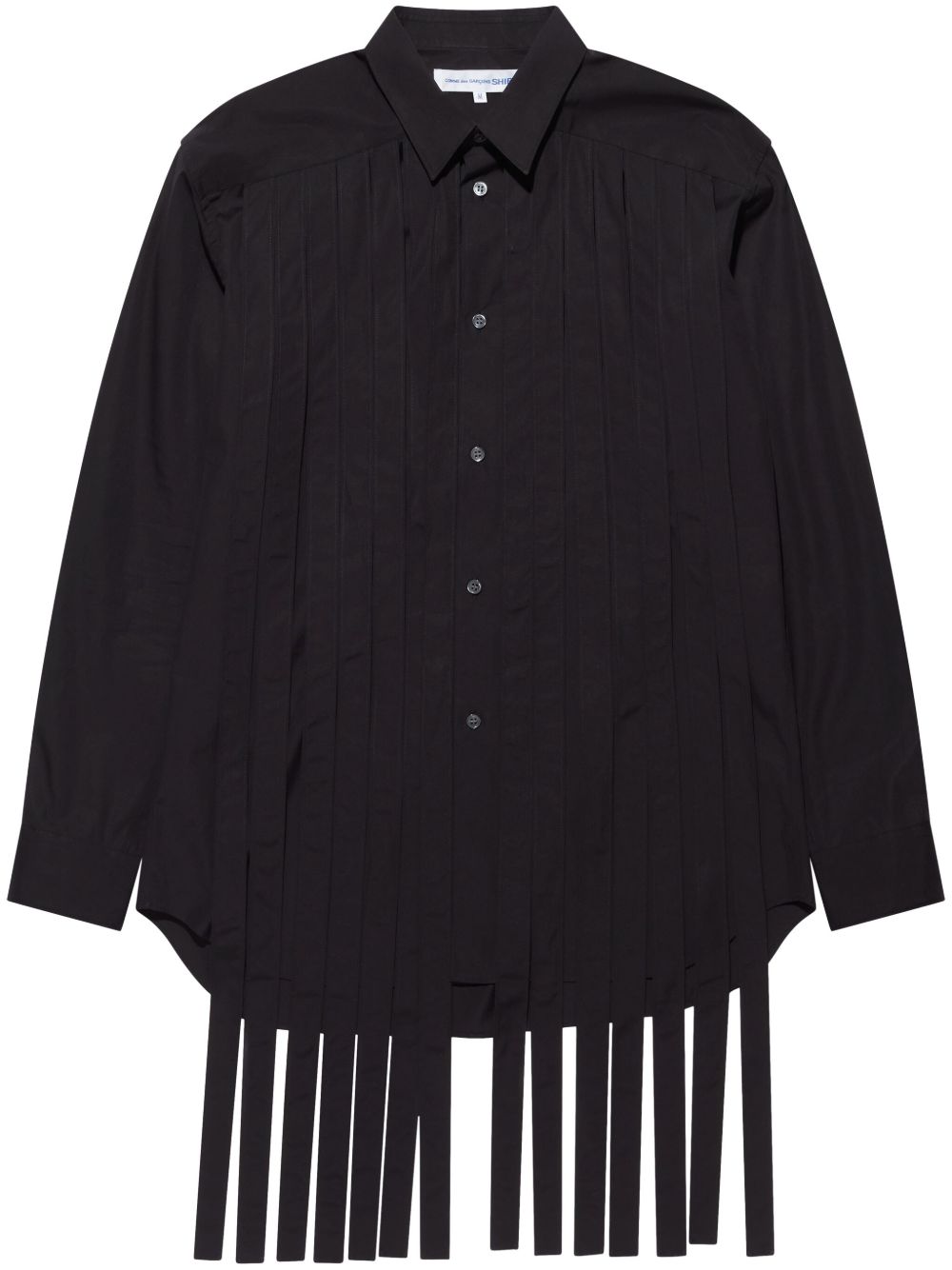 Comme Des Garçons Shirt 流苏边百褶棉衬衫 - 黑色