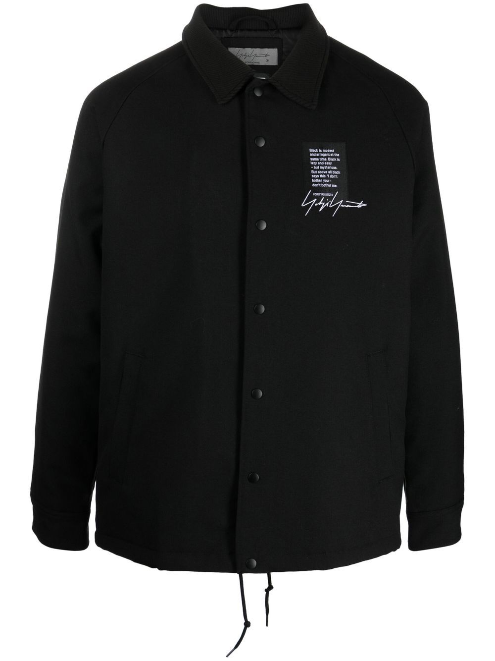 Yohji Yamamoto logo印花衬衫式夹克 - 黑色