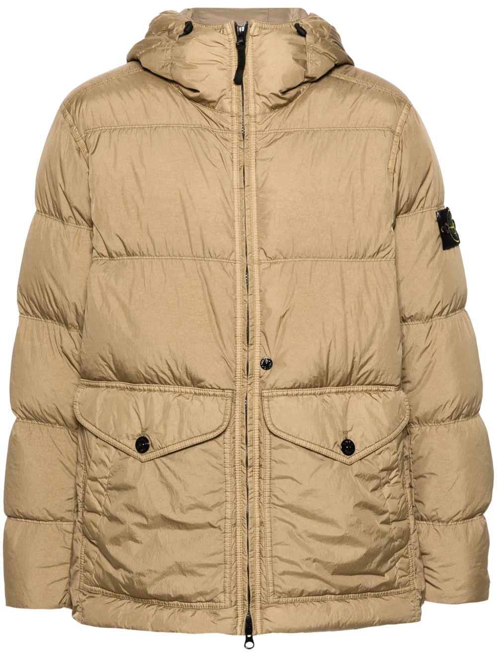 Stone Island 罗盘徽章连帽填充夹克 - 褐色