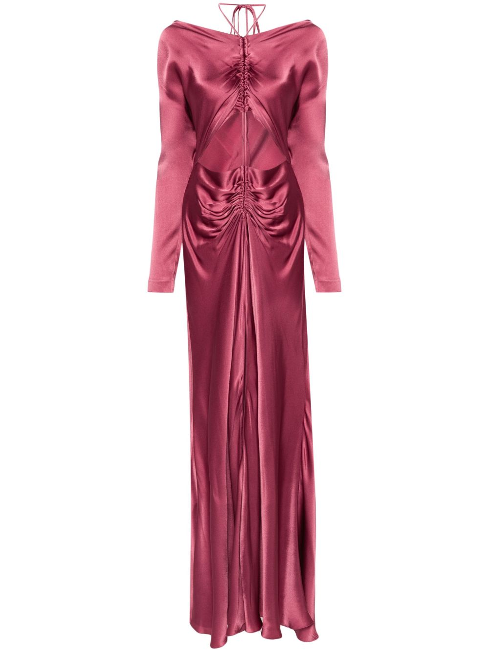 Alberta Ferretti 镂空缎面中长连衣裙 - 粉色