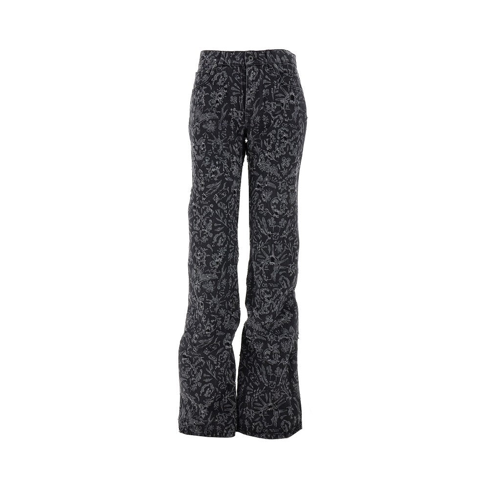OFF WHITE Tattoo motif distressed denim jeans Woman