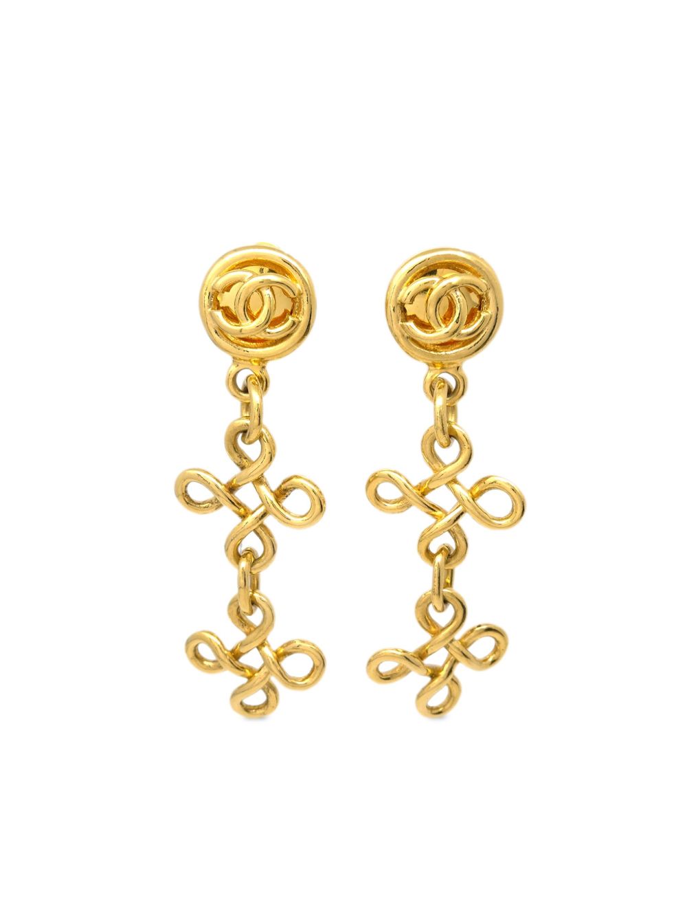 CHANEL Pre-Owned 吊饰夹扣式耳环（1993年典藏款） - 金色