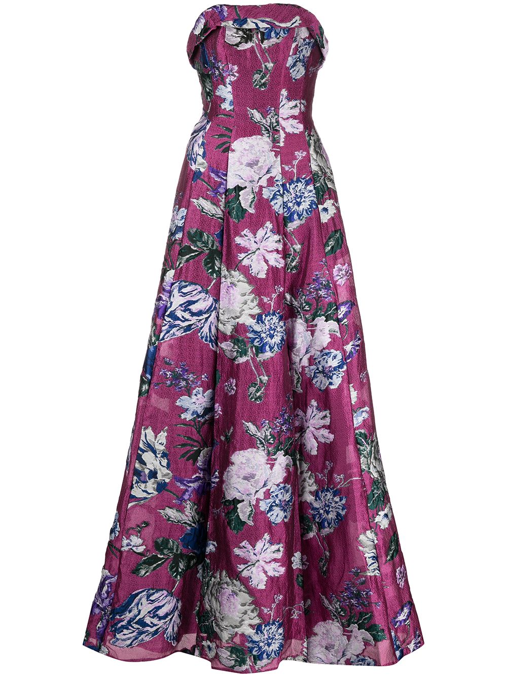 Marchesa Notte 花卉刺绣提花礼服 - 粉色